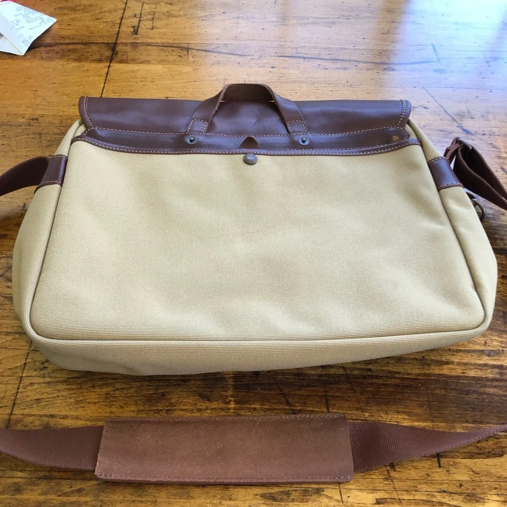 Longchamp Beige and Brown Leather-Trim Briefcase